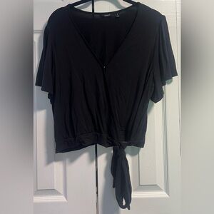 Women's Peach One Clasp Wrap Short Sleeved Top With Tie Bottom